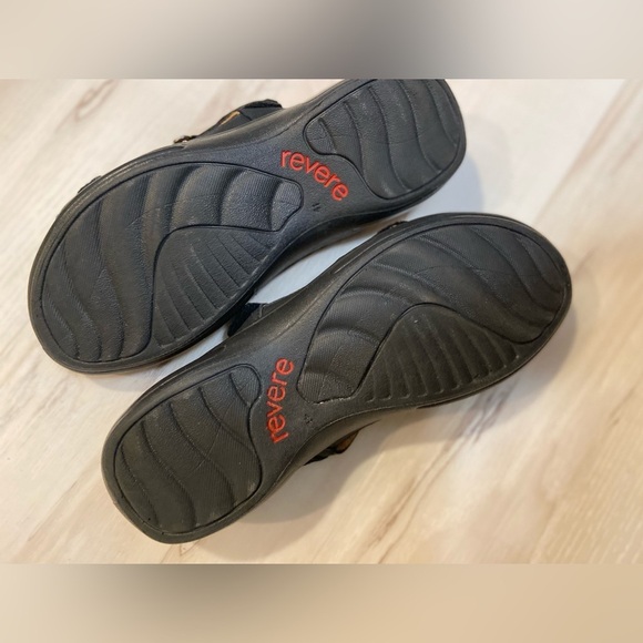 Revere~Rio~Onyx/BlackLizard~Leather~Adjustable Hook & Loop Strap~Sandal~Size 10 - Picture 13 of 14